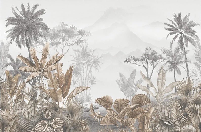 Papier peint tendance tropical sepia, XXL, tendance