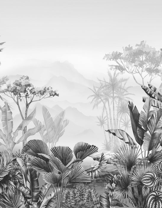 Black and white tropical trend wallpaper