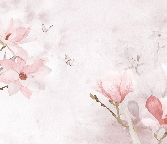 Pink magnolia watercolor wallpaper