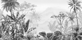 Black and white tropical trend wallpaper