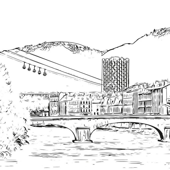 Papier peint téléphérique Grenoble Belledonne, XXL, tendance