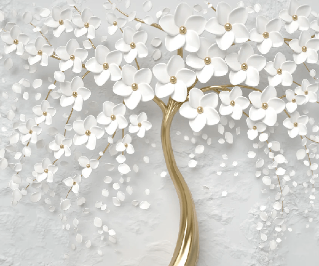 3D tree bathroom wallpaper