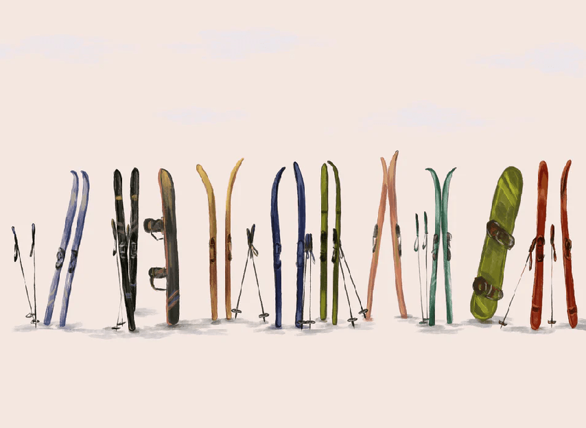 Beige colorful ski wallpaper