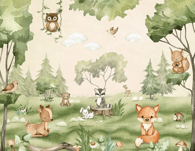 Papier peint bébé animaux peluches