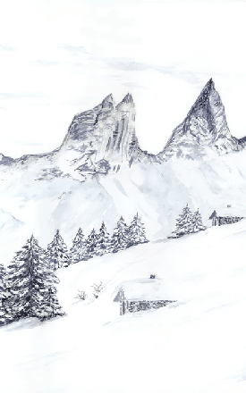 Papier peint aquarelle d’un rêve Alpin, XXL, tendance