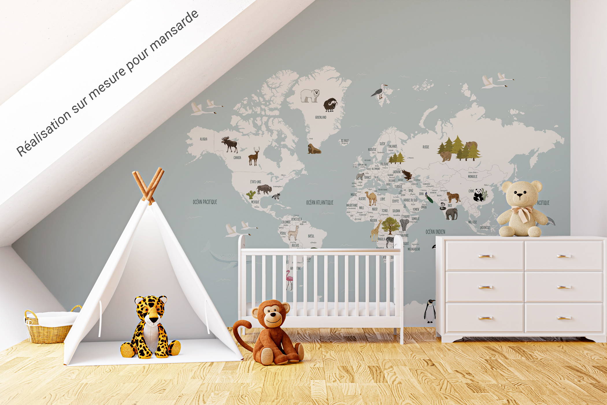 Comment poser un papier peint panoramique dans une chambre mansardée ?