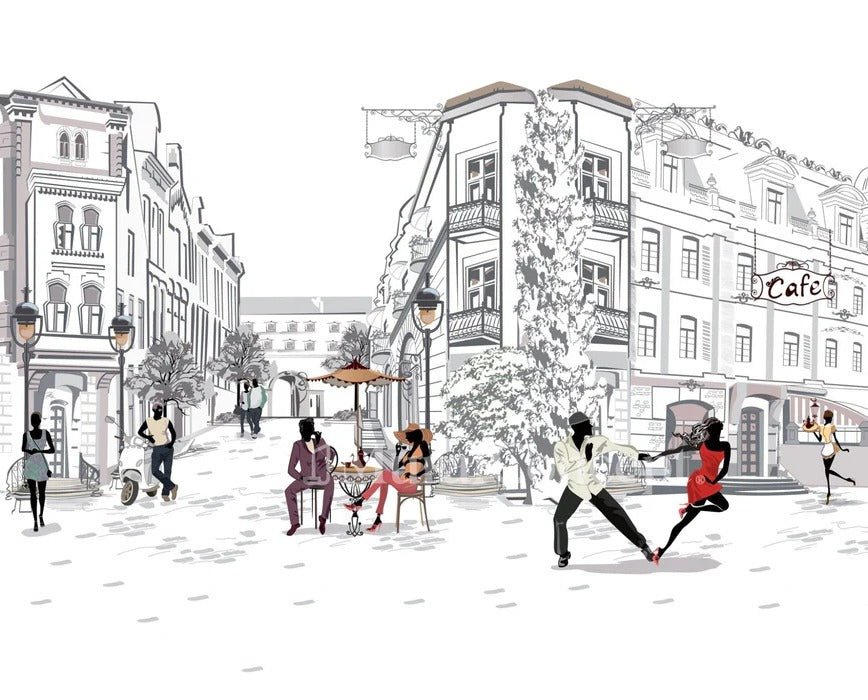 Panoramic wallpaper Parisian stroll