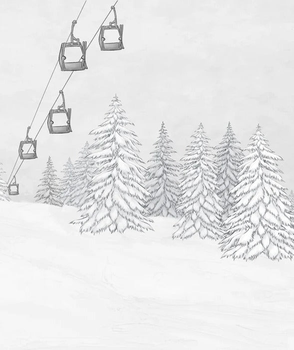 Black & white gondola mountain wallpaper