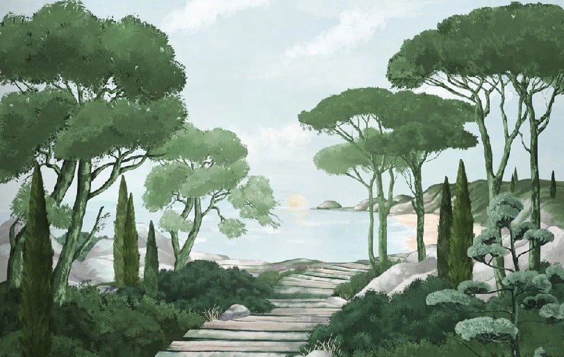 Stroll in the calanques wallpaper green