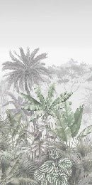 Tropical green bathroom wallpaper