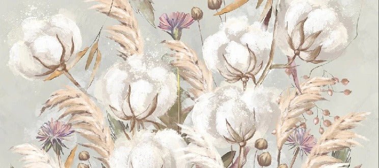 Panoramic cotton flower wallpaper