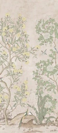 Panoramic wallpaper chinoiserie garden