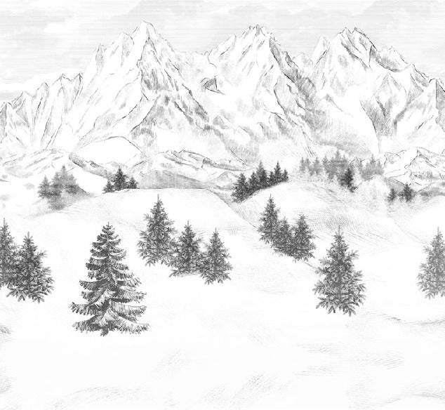 Papier peint montagne sommets de Chamonix, mural concept, tendance