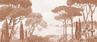 Terracotta coastal wallpaper