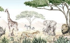 Children's savannah wallpaper in paint