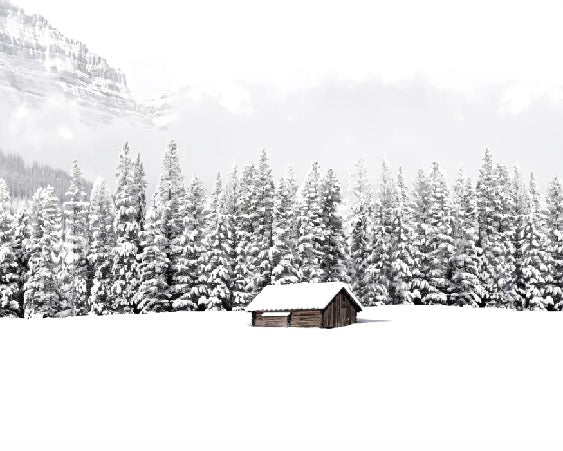 Panoramic mountain chalet wallpaper