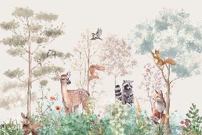 Children's bedroom wallpaper magic nature beige