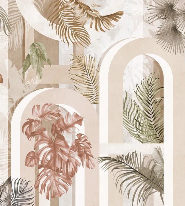 Trendy sepia-arched office wallpaper