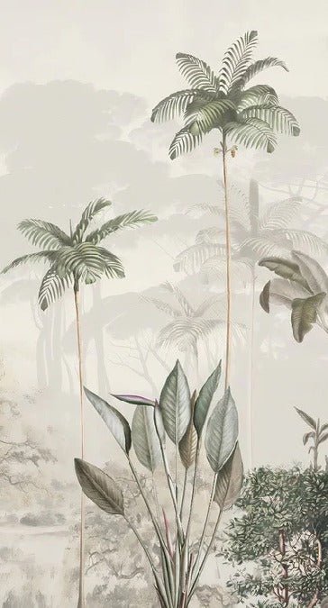 Panoramic jungle eden green wallpaper