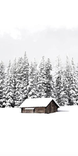 Panoramic mountain chalet wallpaper