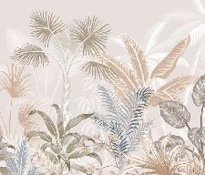 Panoramic terracotta jungle wallpaper