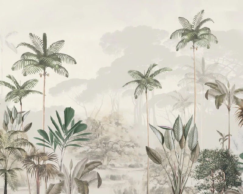 Panoramic jungle eden green wallpaper