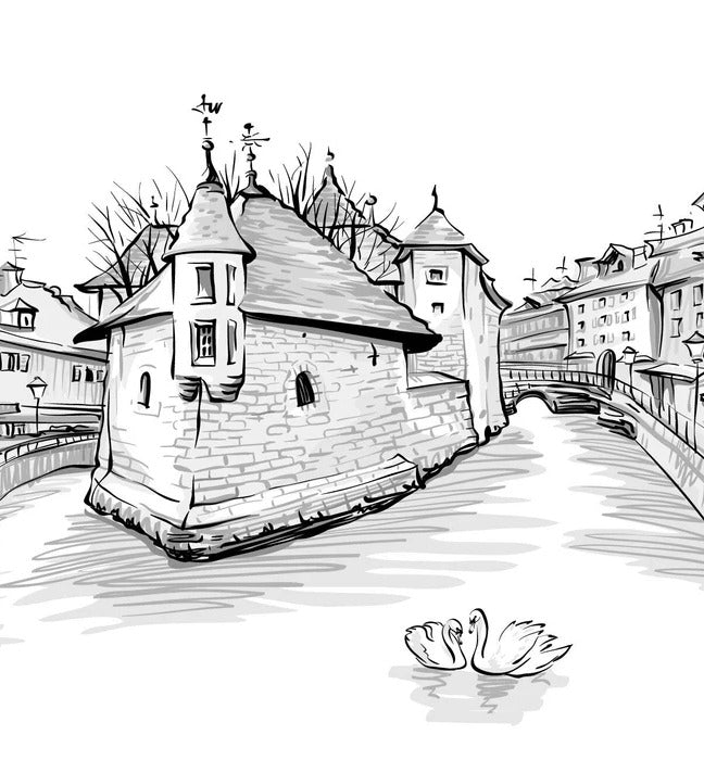 Black and white Venice of the Alps wallpaper, XXL, tendance