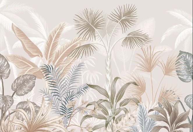 Panoramic terracotta jungle wallpaper