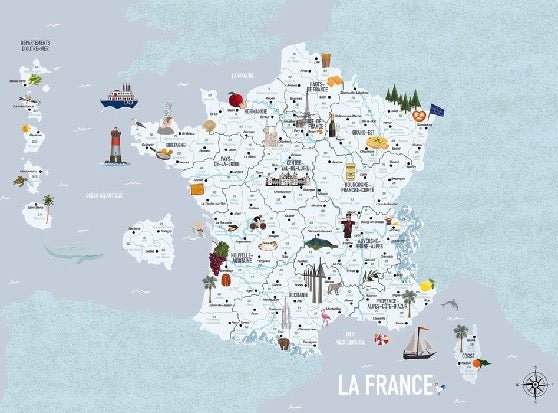 Children's map of France blue wallpaper