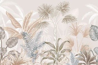 Panoramic terracotta jungle wallpaper