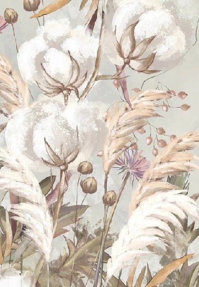 Panoramic cotton flower wallpaper