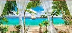 Papier peint salle de bain Windows Sea, XXL, tendance