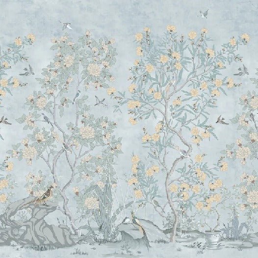 Papier peint chinoiserie garden bleu, XXL, tendance