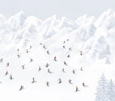 Colorful skiers mountain wallpaper