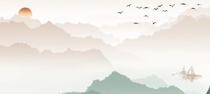 Mountain in mist wallpaper terracotta