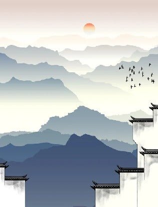 Zen deco panoramic wallpaper
