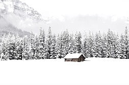 Papier peint panoramique chalet en montagne, XXL, tendance