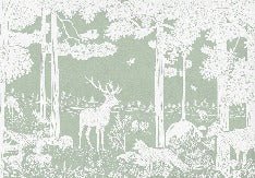Papier peint animaux des bois vert, XXL, tendance