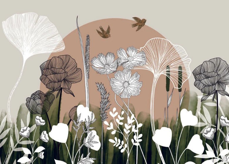 Panoramic floral wallpaper