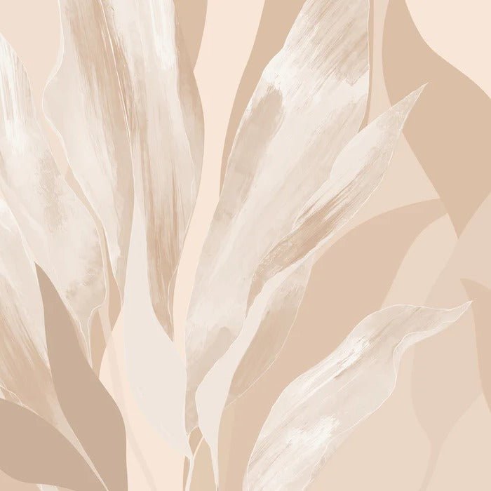 Beige floral fabric wallpaper