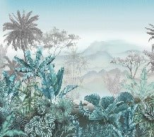 Trendy tropical blue wallpaper