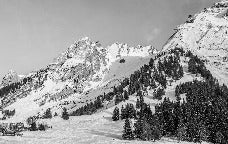 Panoramic alpine chalet wallpaper