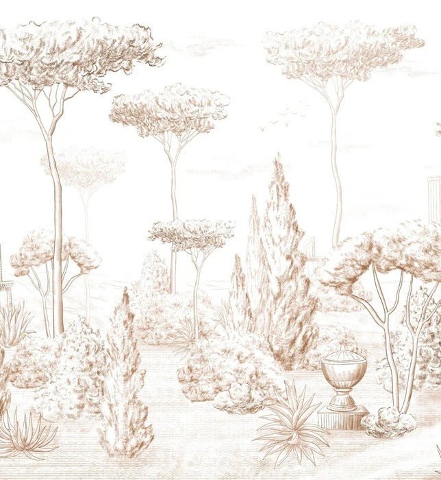 Sepia pinewood Roman-style wallpaper