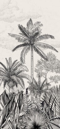 Black and white tropical heritage wallpaper