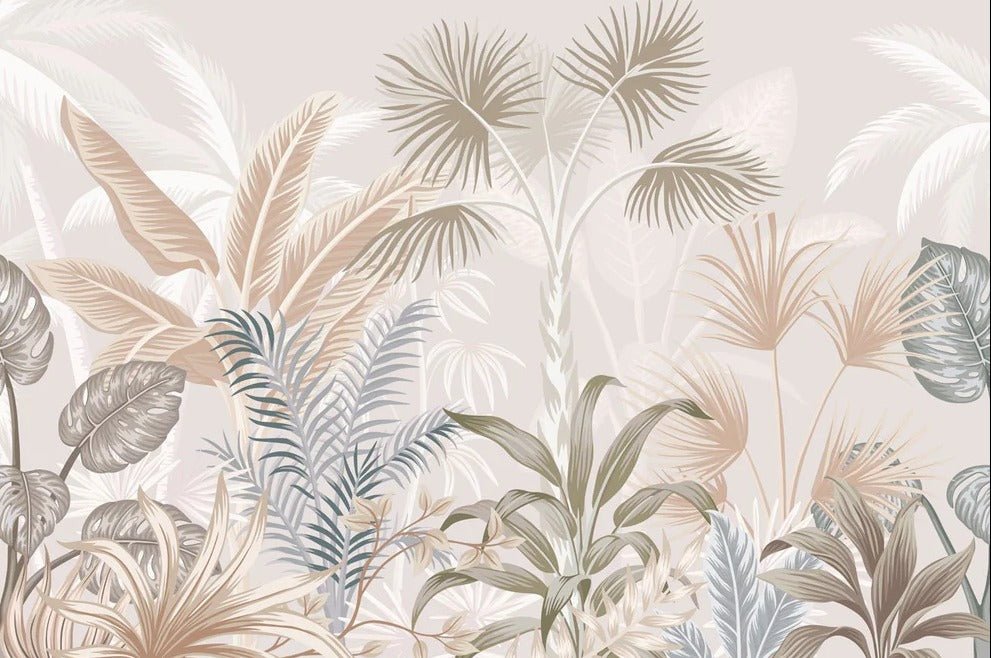 Panoramic terracotta jungle wallpaper