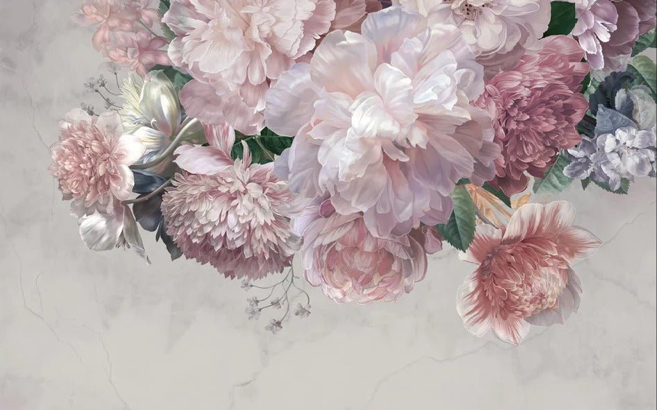 Peonies panoramic wallpaper