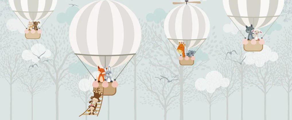 Nordic hot air balloon children's wallpaper