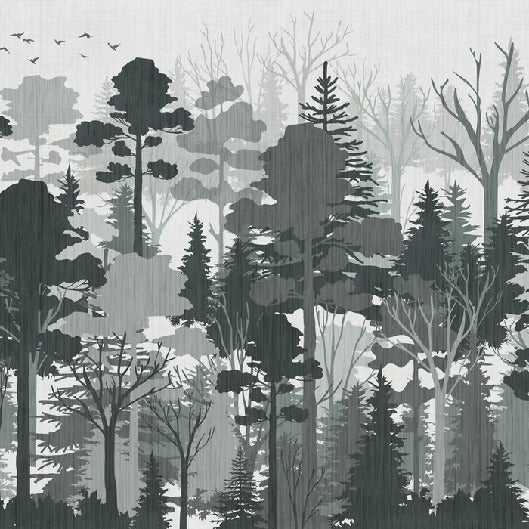 Panoramic nature forest green wallpaper