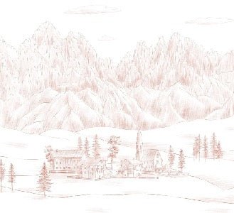 Italian landscape wallpaper Dolomites terracotta