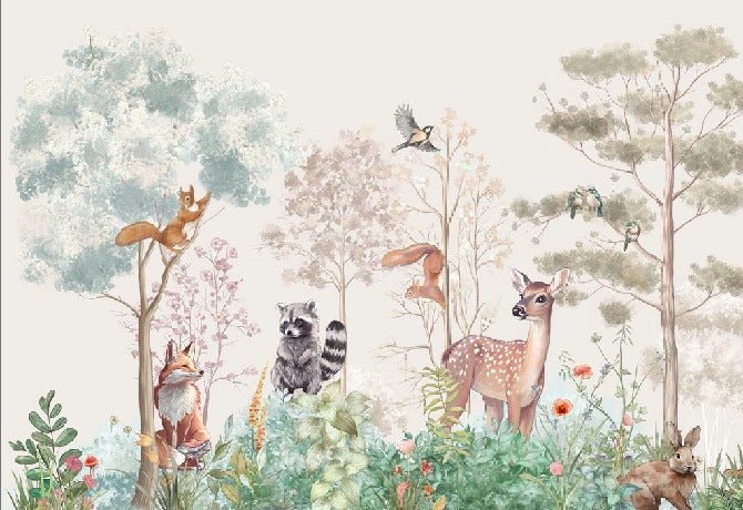 Children's bedroom wallpaper magic nature beige